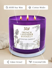 Lavender Vanilla Aromatherapy Candle � 3-Wick, 15.8 Oz