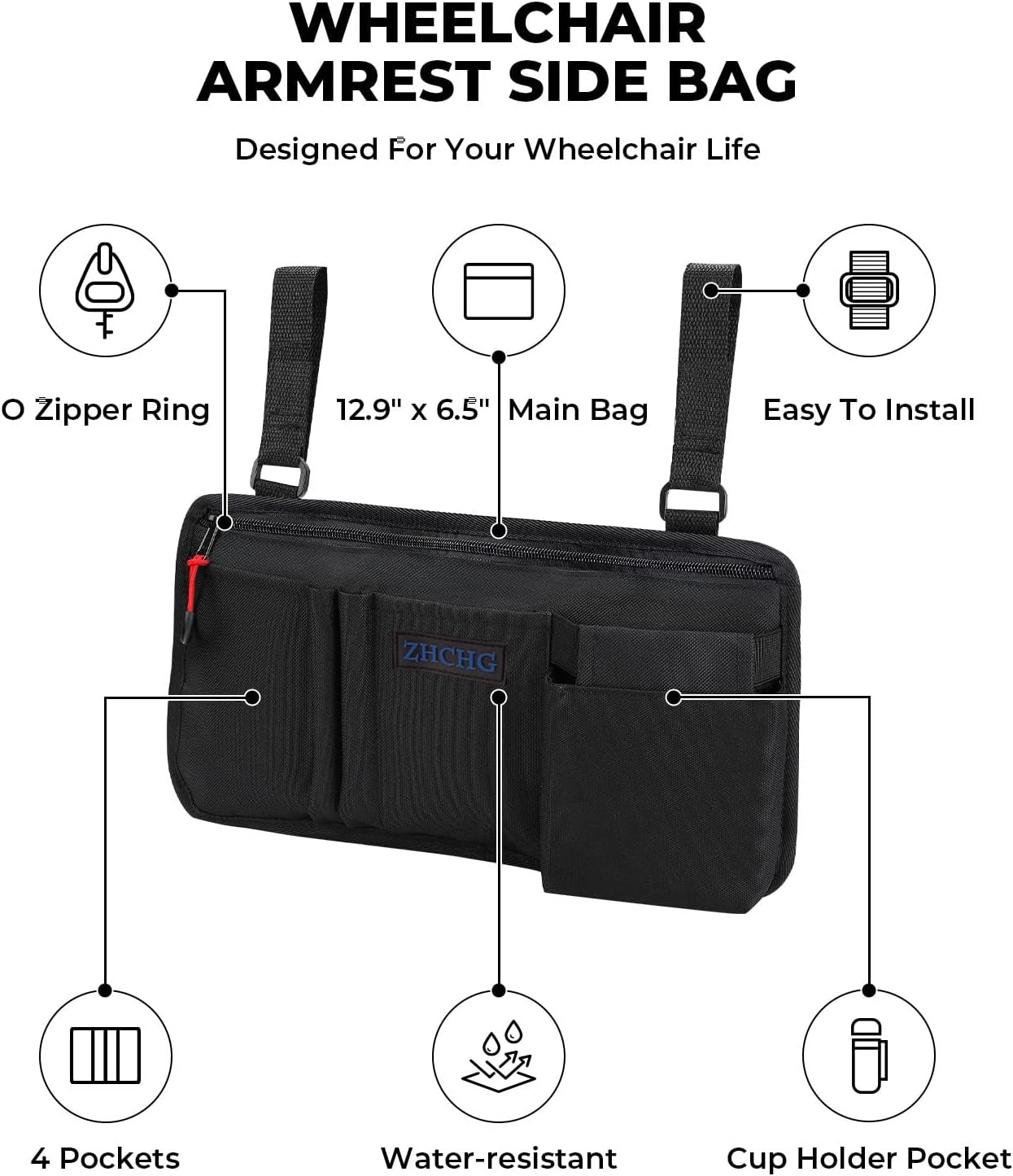 Wheelchair Side Bag with Cup Holder � Mobility Accessory