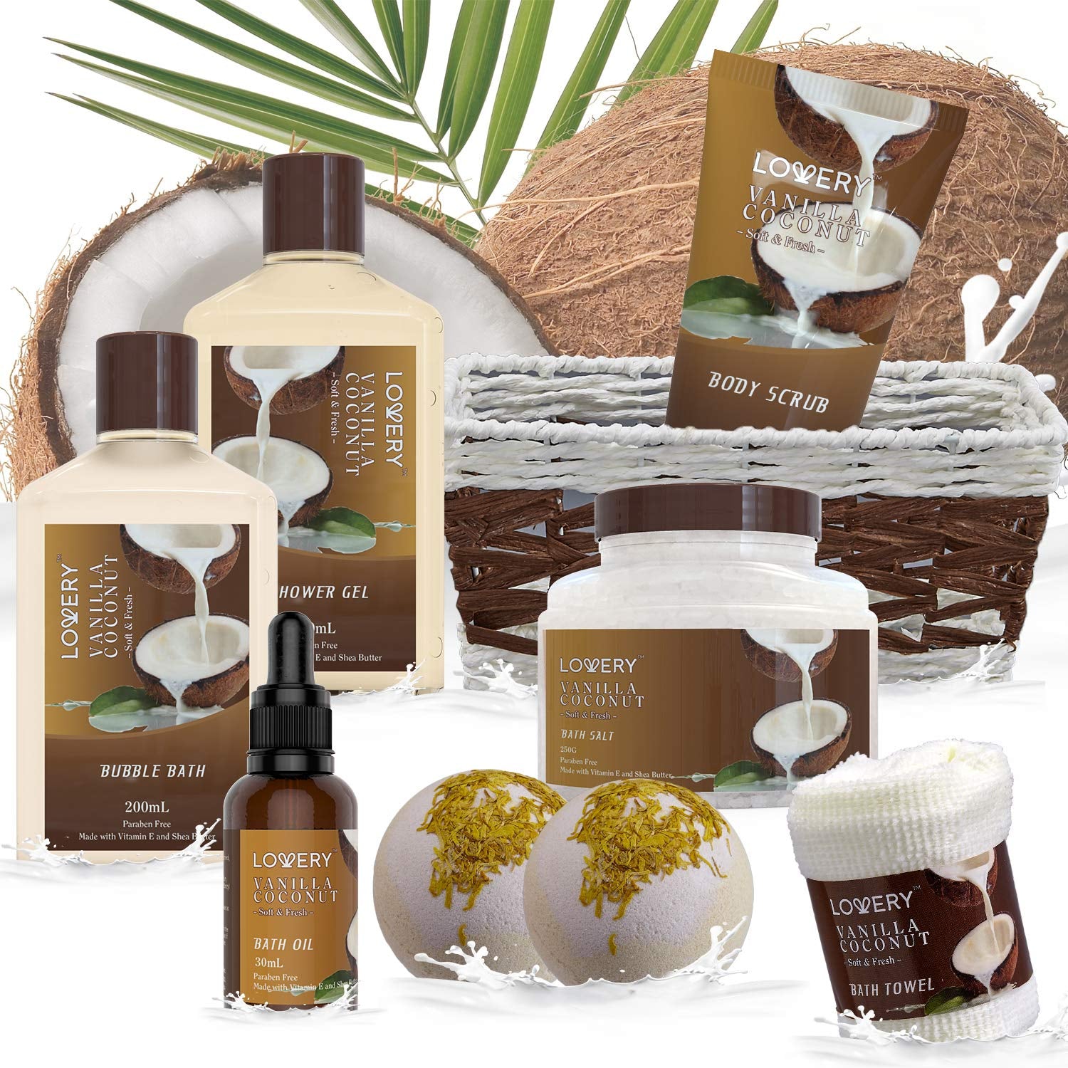 9-Piece Vanilla Coconut Spa Set, 9 Pieces