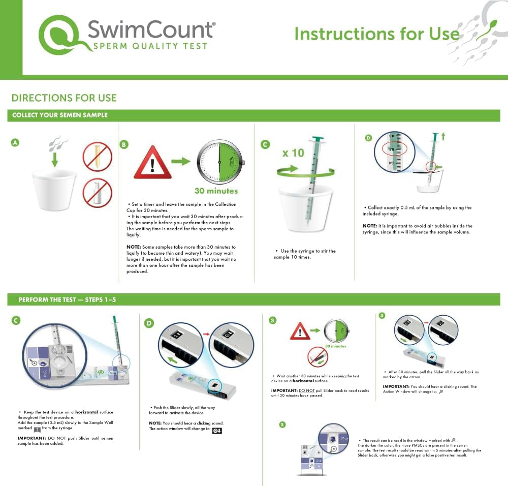 Swimcount Male Fertility Test - Sperm Health, At-Home - Size: One Kit