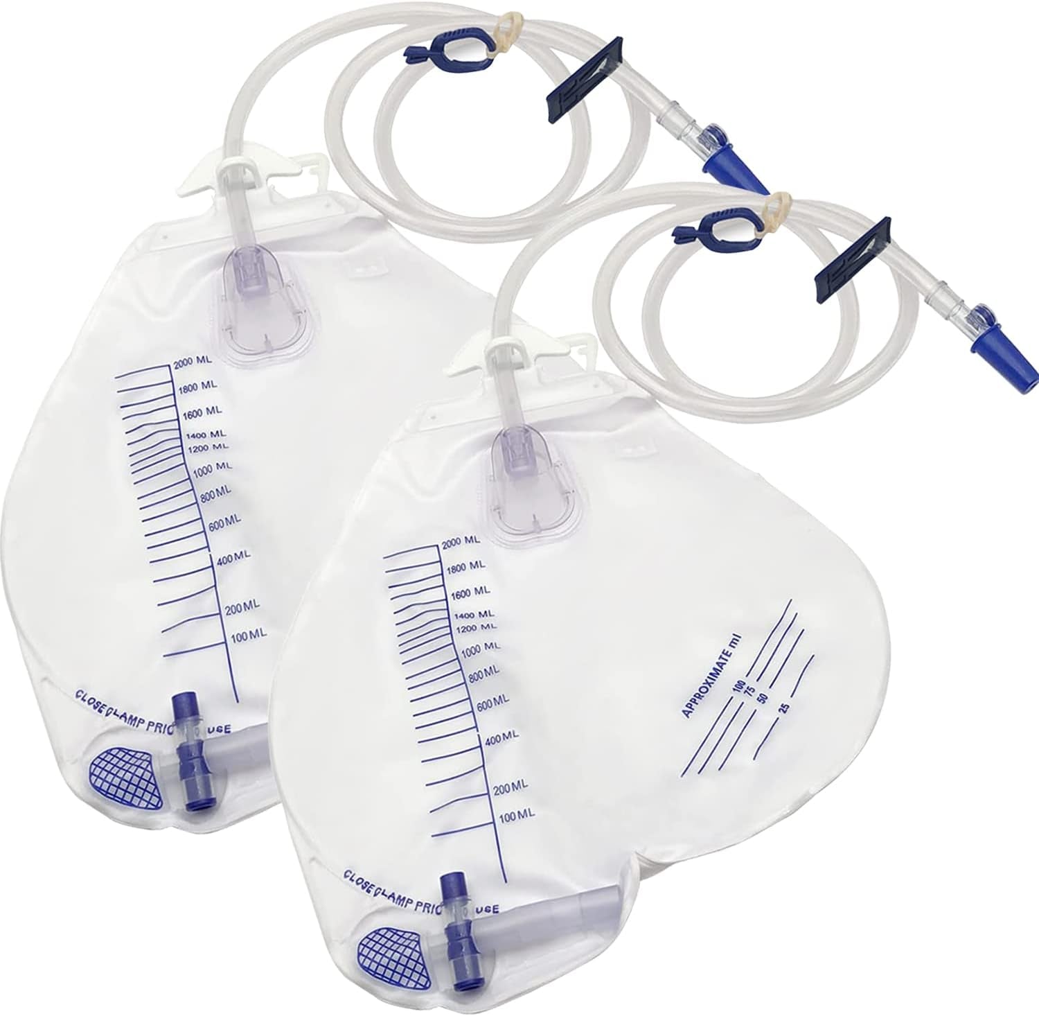 Urinary Drainage Bag with Anti-Reflux, 2000Ml (Pack of 5)