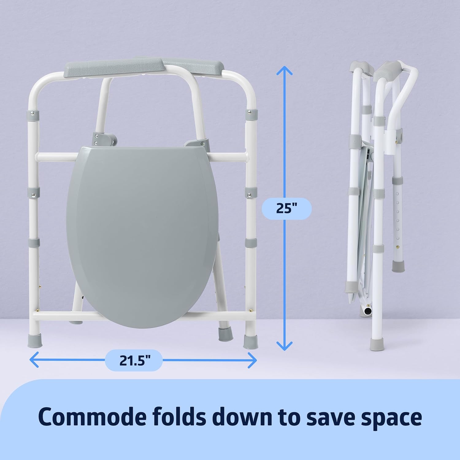 3-In-1 Steel Folding Commode - 350 Lb Capacity