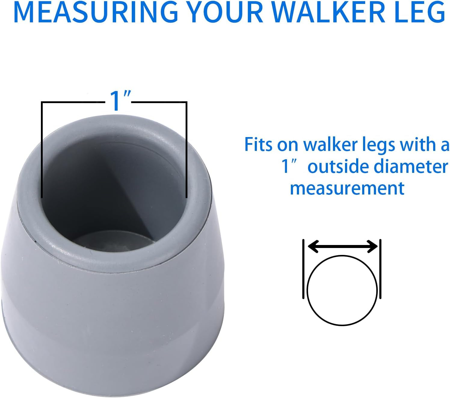 1" Heavy Duty Walker Tips (4-Pack, Non-Slip for Walkers & Chairs)