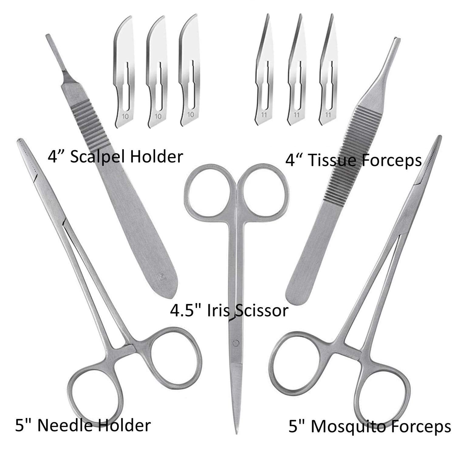 Sterile Sutures Thread with Needle plus Tools - First Aid Field Emergency, Trauma Practice Suture Kit; Taxidermy; Medical, Nursing and Vet Students (16 Mixed 0, 2/0, 3/0, 4/0 with 12 Instruments) 28PK