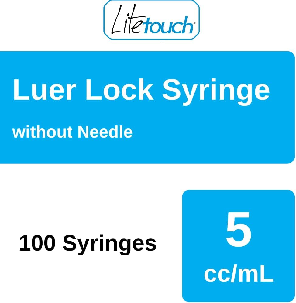 5Ml Luer Lock Syringe, Sterile, Individually Sealed - 100 Syringes per Box (No Needle)