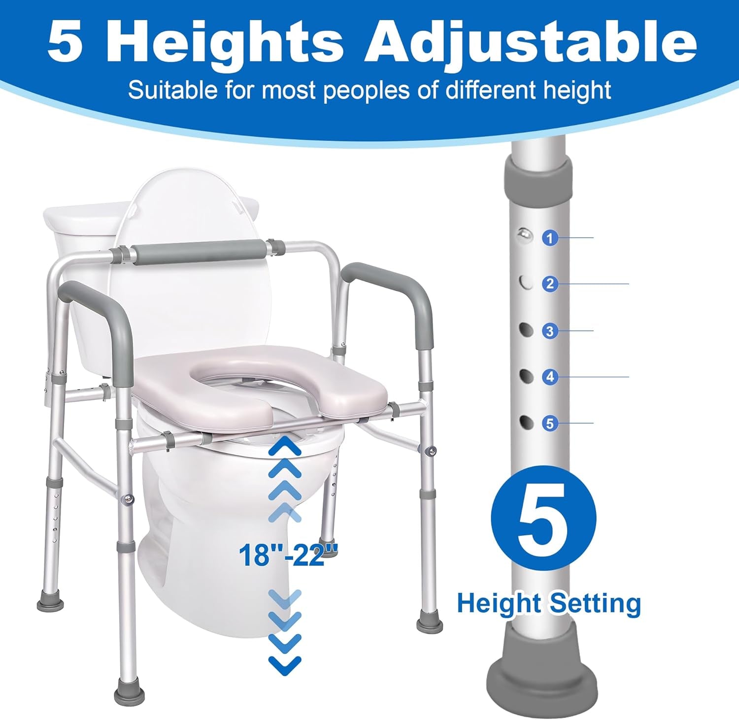 Heavy Duty 3-In-1 Commode - 500 Lb Capacity, Adjustable Width