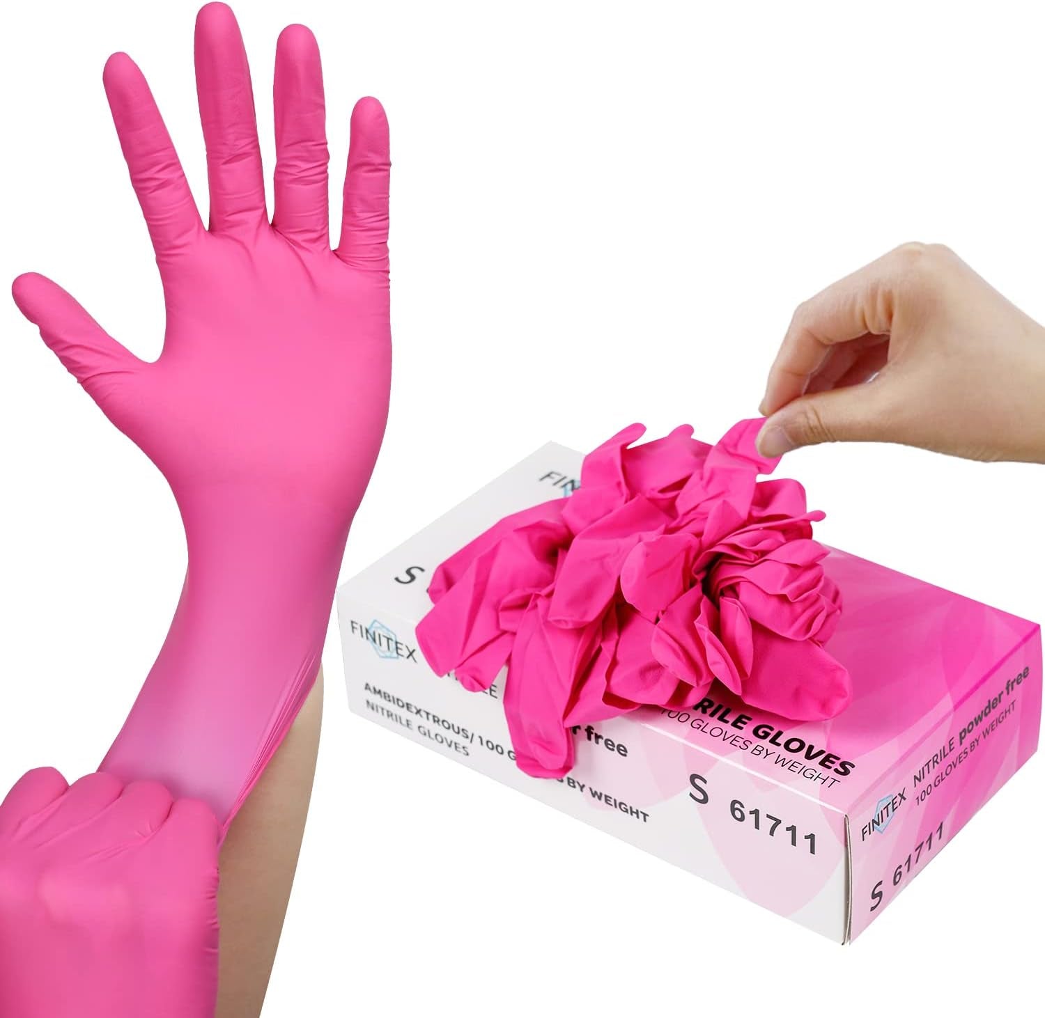 Pink Nitrile Gloves � 100 Pcs, Powder-Free