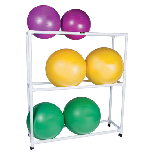 PVC Ball Floor Rack Mobile 3-Shelf w/Casters