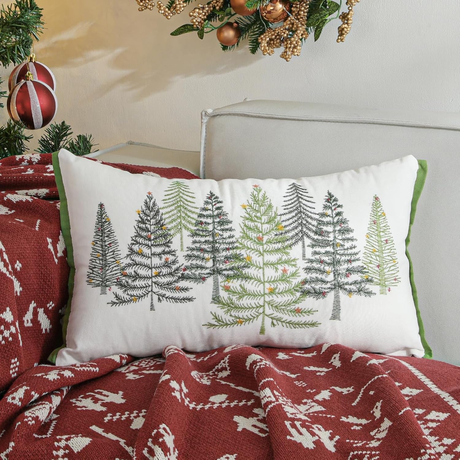 Christmas Throw Pillow Cover � 12 X 20 Inches