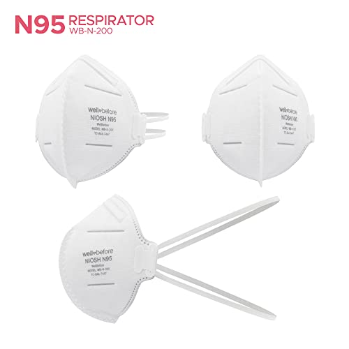 N95 Mask NIOSH Approved - Respirator Face Masks Individually Wrapped N95 Masks - Pack Of 10, White