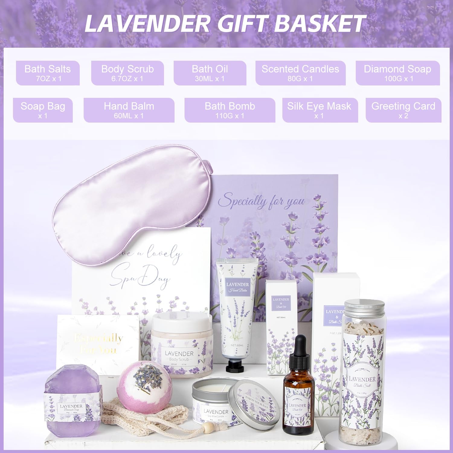 Lavender Spa Gift Set, 11 Pieces