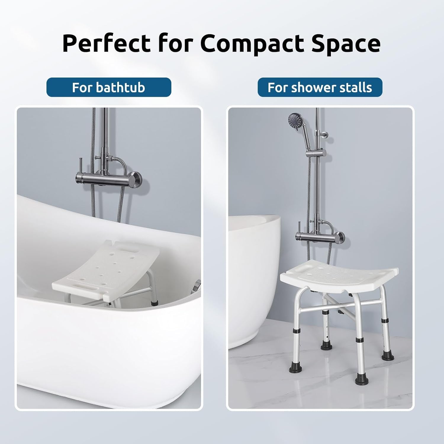 HSA/FSA Eligible Shower Chair for inside Shower, 450LBS Shower Stool for inside Shower with Cross Reinforcement,  5 Adjustable Heights Shower Seats for Adults, Shower Bench 3 Mins Assembly