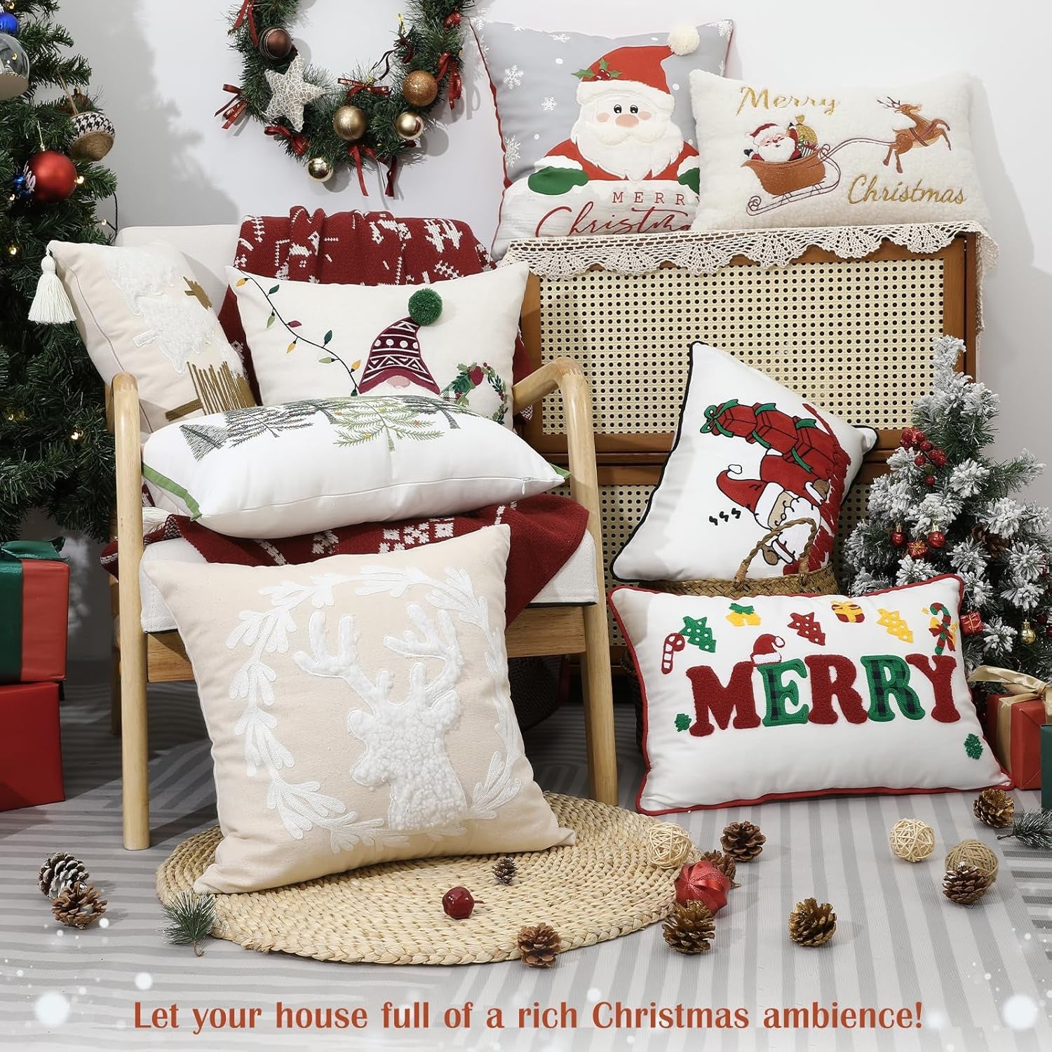 Christmas Throw Pillow Cover � 12 X 20 Inches