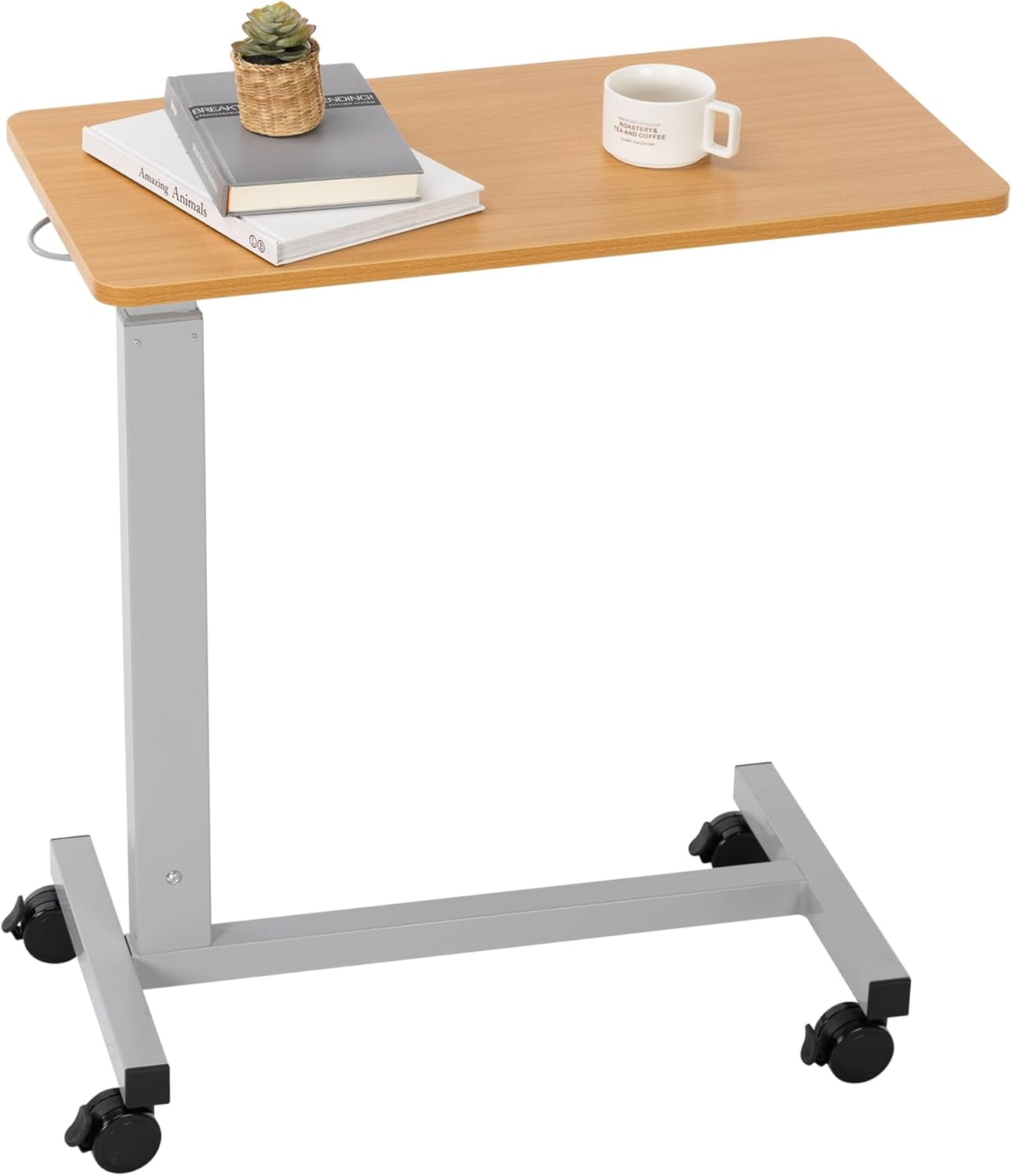 Heavy Duty Height Adjustable Overbed Bedside Table Movable with Wheels for Hospital and Home Care Use