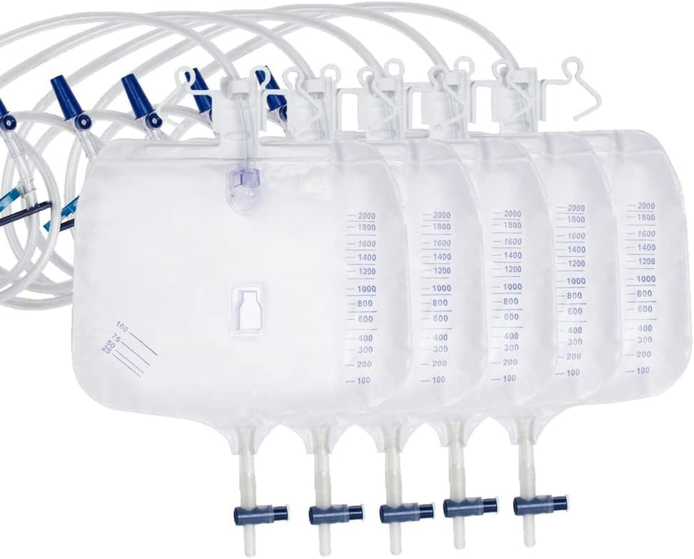 5 Pack 500Ml Leg Bags with Straps & Anti-Reflux Valve