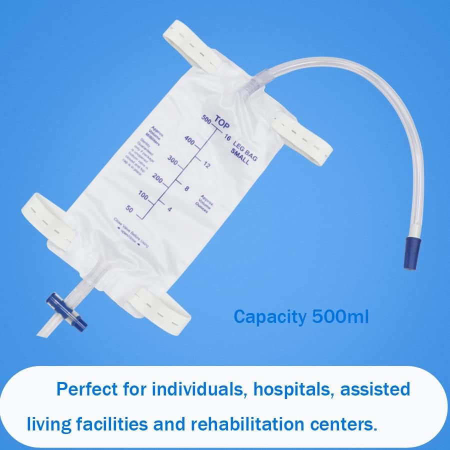 5 Pack 500Ml Leg Bags with Straps & Anti-Reflux Valve