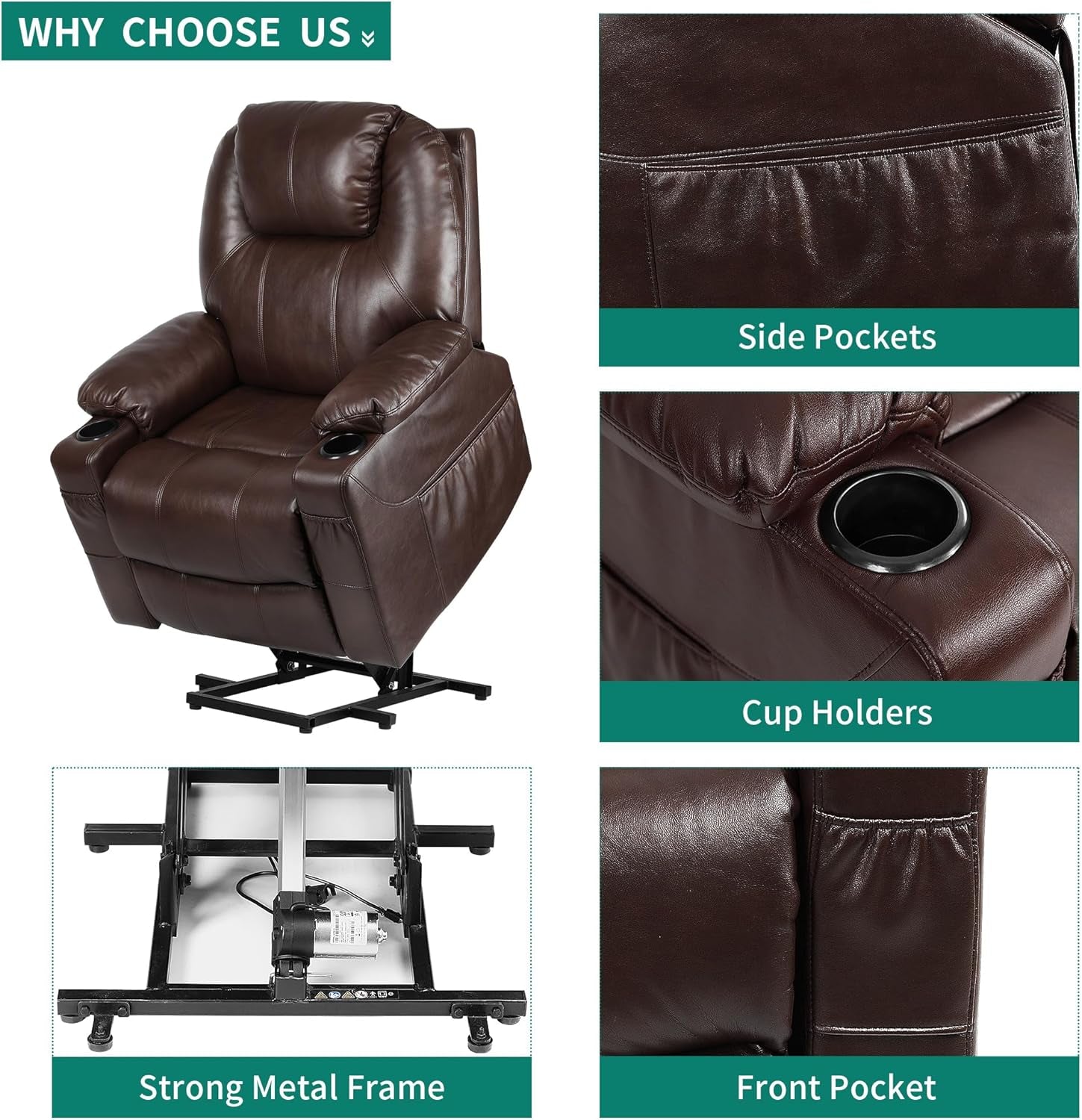 Power Lift Recliner Chair with Massage & Heat for Elderly � Brown