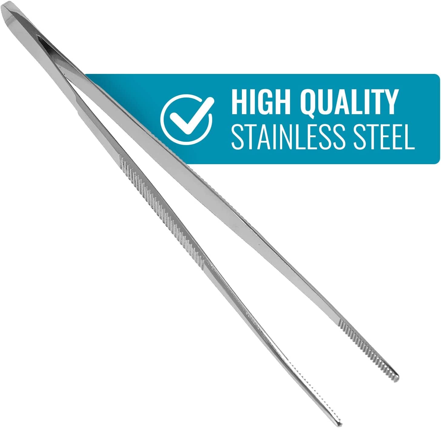 Surgical Tweezers and Dressing Forceps, 5.5 Inches Long, Serrated, Stainless Steel