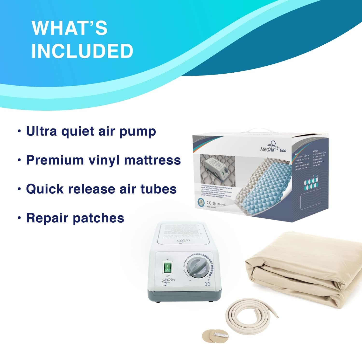 Premium Alternating Air Pressure Mattress Pad with Ultra Quiet Alternating Pump | Pressure Sore and Ulcer Prevention and Relief | Use on Medical, Hospital, or Standard Bed