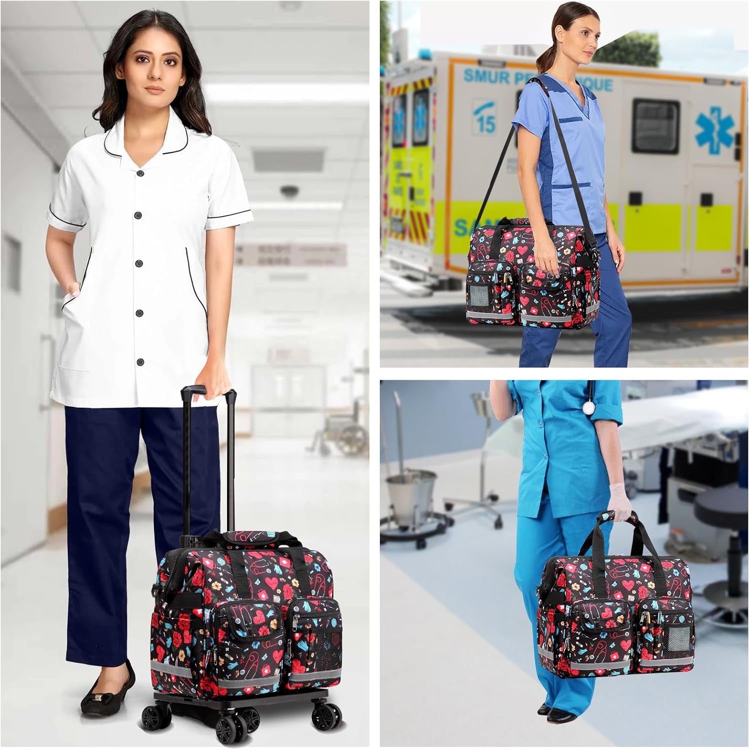 Nurse Rolling Duffle Bag - Medical Work Bag - Size: One Bag