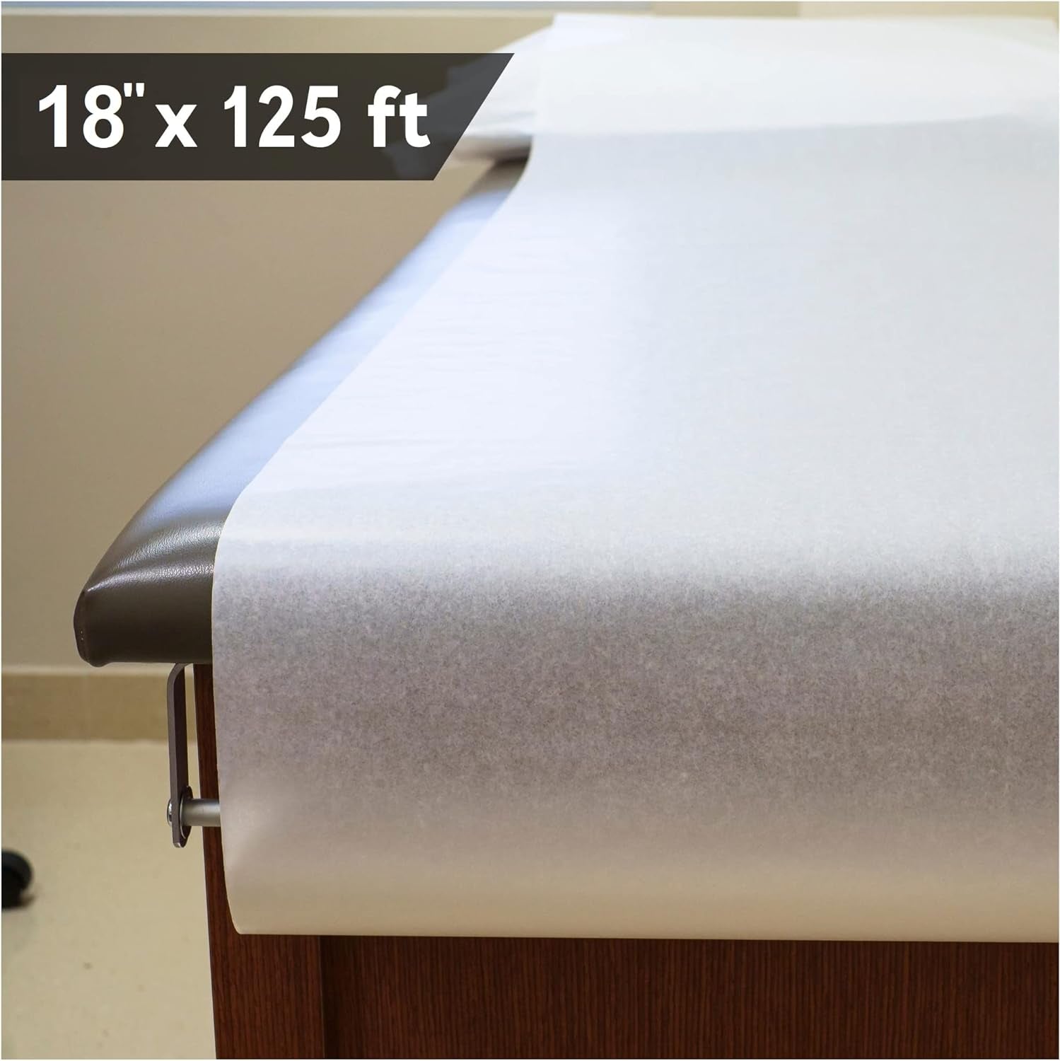 Exam Table Paper - 18''X125’ Disposable Standard White Textured Crepe Medical Barrier Cover Roll - Wide Paper Rolls for Spas, Daycares, Doctors, Chiropractors, Examination and Massage Tables (2)