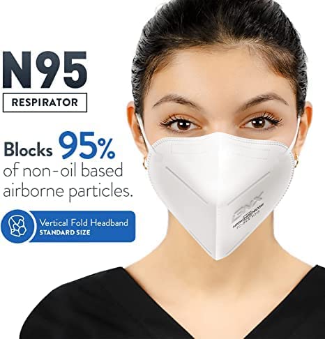 BNX N95 Mask NIOSH Certified MADE IN USA Particulate Respirator Protective Face Mask (20-Pack, Approval Number TC-84A-9315 / Model H95W) White