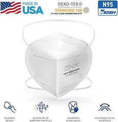 BNX N95 Mask NIOSH Certified MADE IN USA Particulate Respirator Protective Face Mask (20-Pack, Approval Number TC-84A-9315 / Model H95W) White