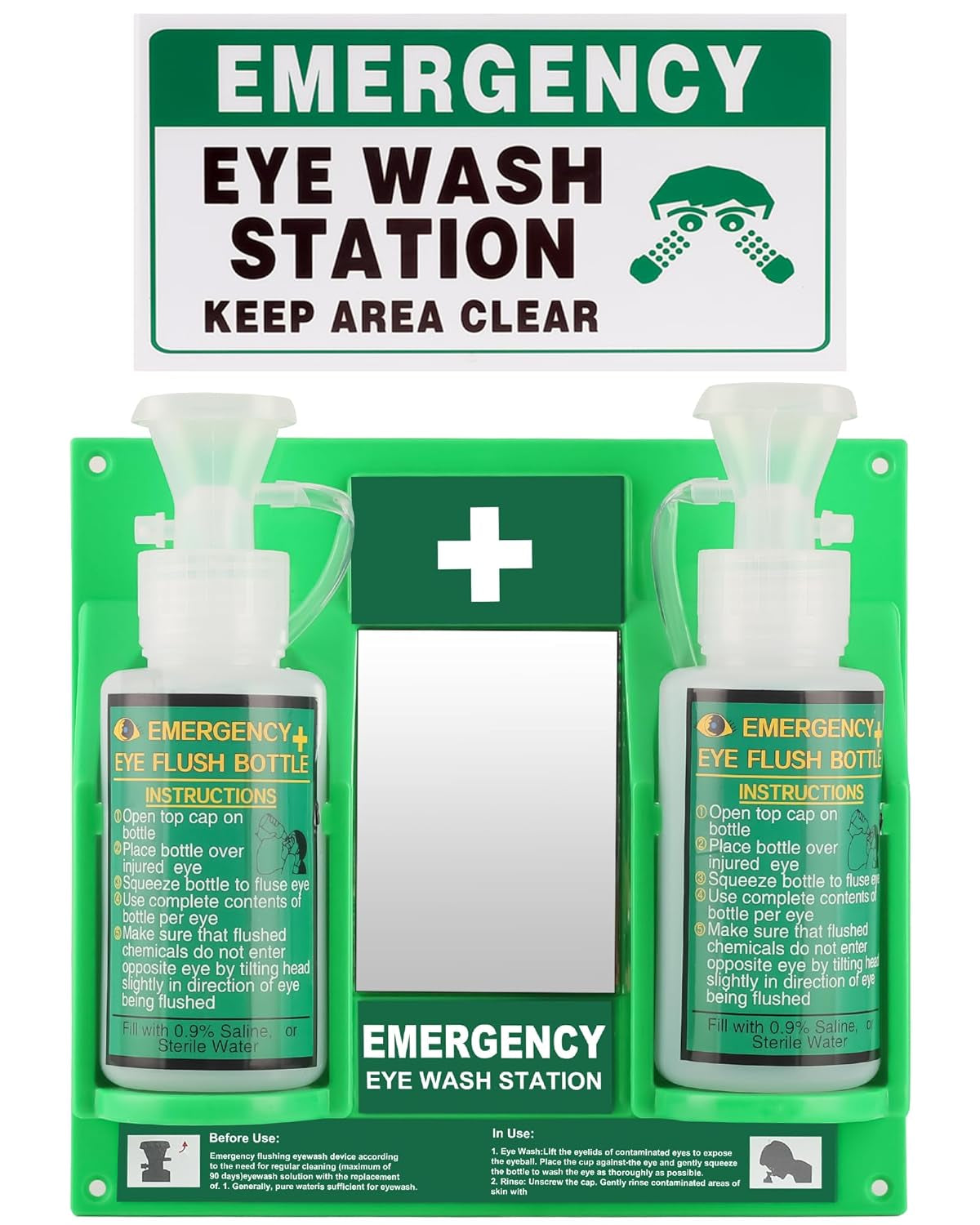 Portable Eyewash Station Osha-Approved - Wall-Mounted Emergency Eye Wash Flush Bottles Kit 16Oz without Eyewash Solution