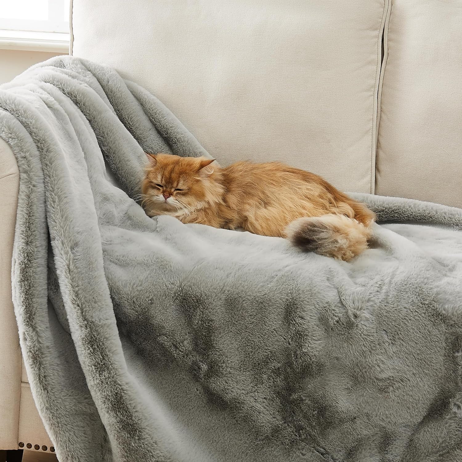 Euphoria Faux Fur Throw Blanket, 70 X 50 Inches