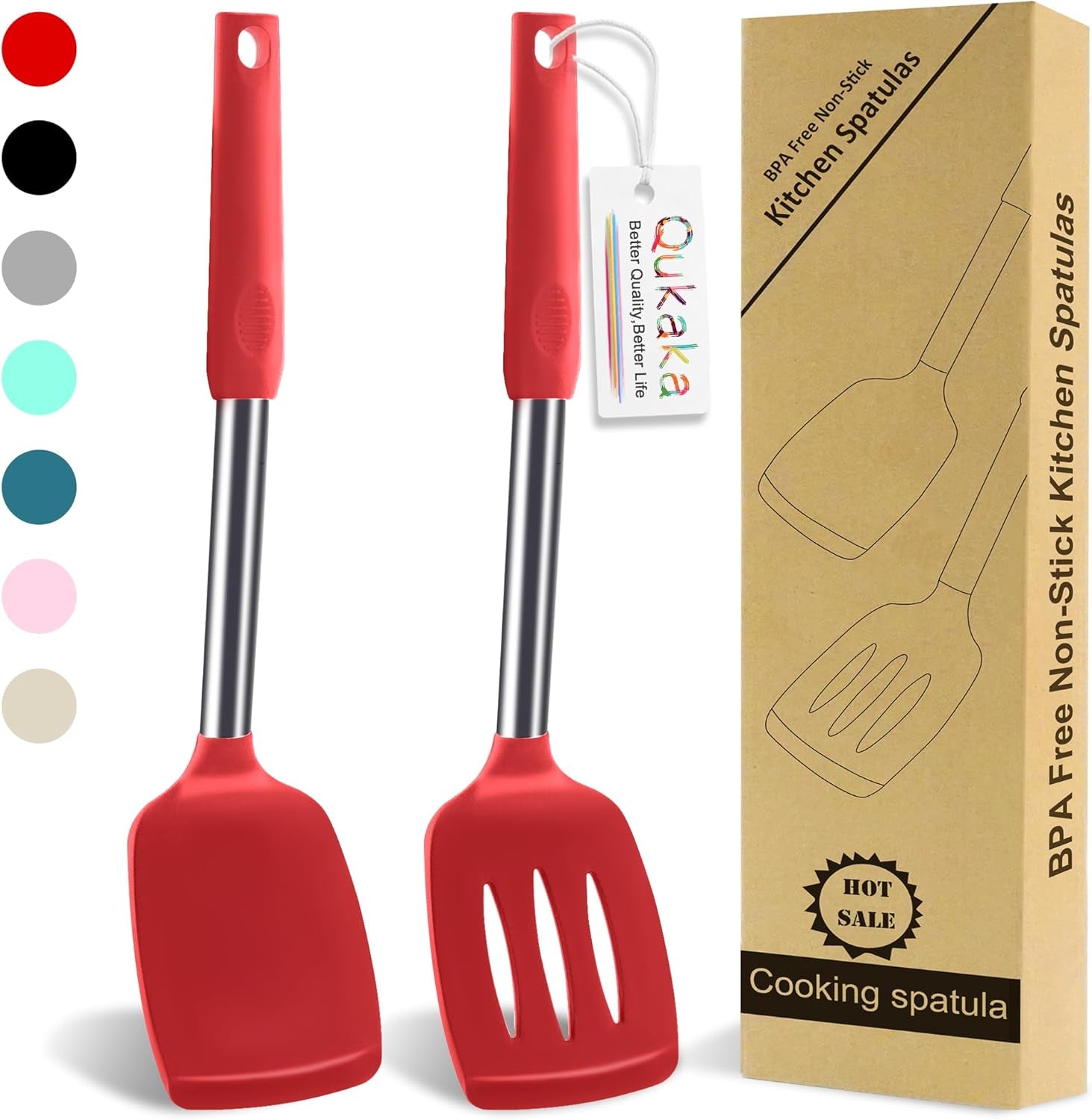 2-Pack Silicone Spatula Set, 2 Spatulas