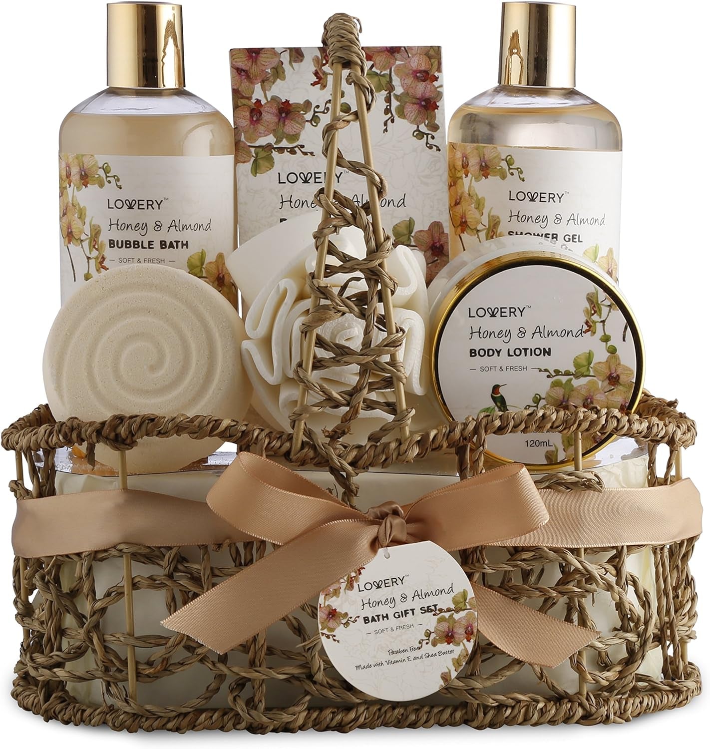 Honey & Almond Bath Set, 9 Pieces