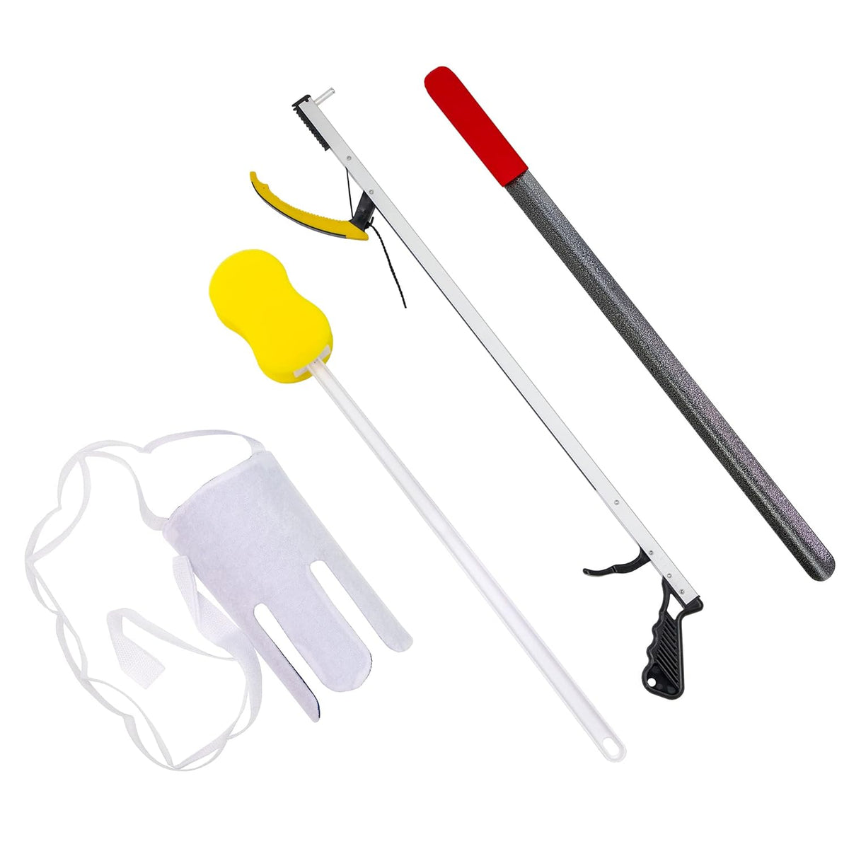 86-0075 Hip Kit #3: 32" Reacher, Straight Handle Sponge, Deluxe Sock Aid, Shoehorn, Dressing Stick