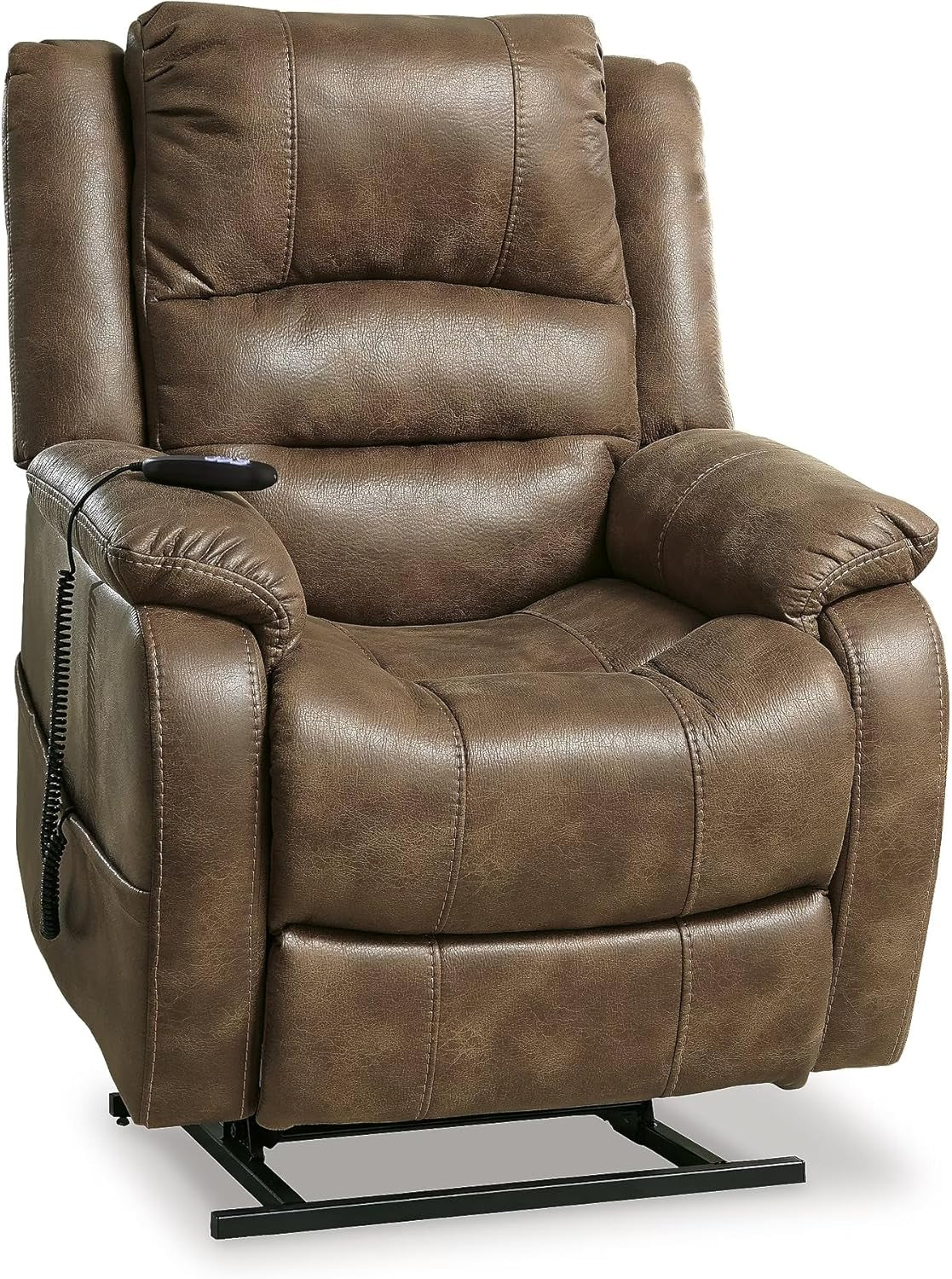 Ashley Yandel Faux Leather Electric Power Lift Recliner for Seniors (Brown)