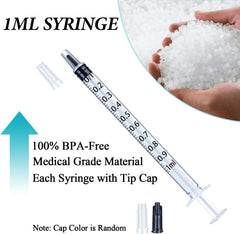 1Ml Syringes with Cap, Luer Slip Tip, Whole Pack Bulk Sterile Sealed, No Needle