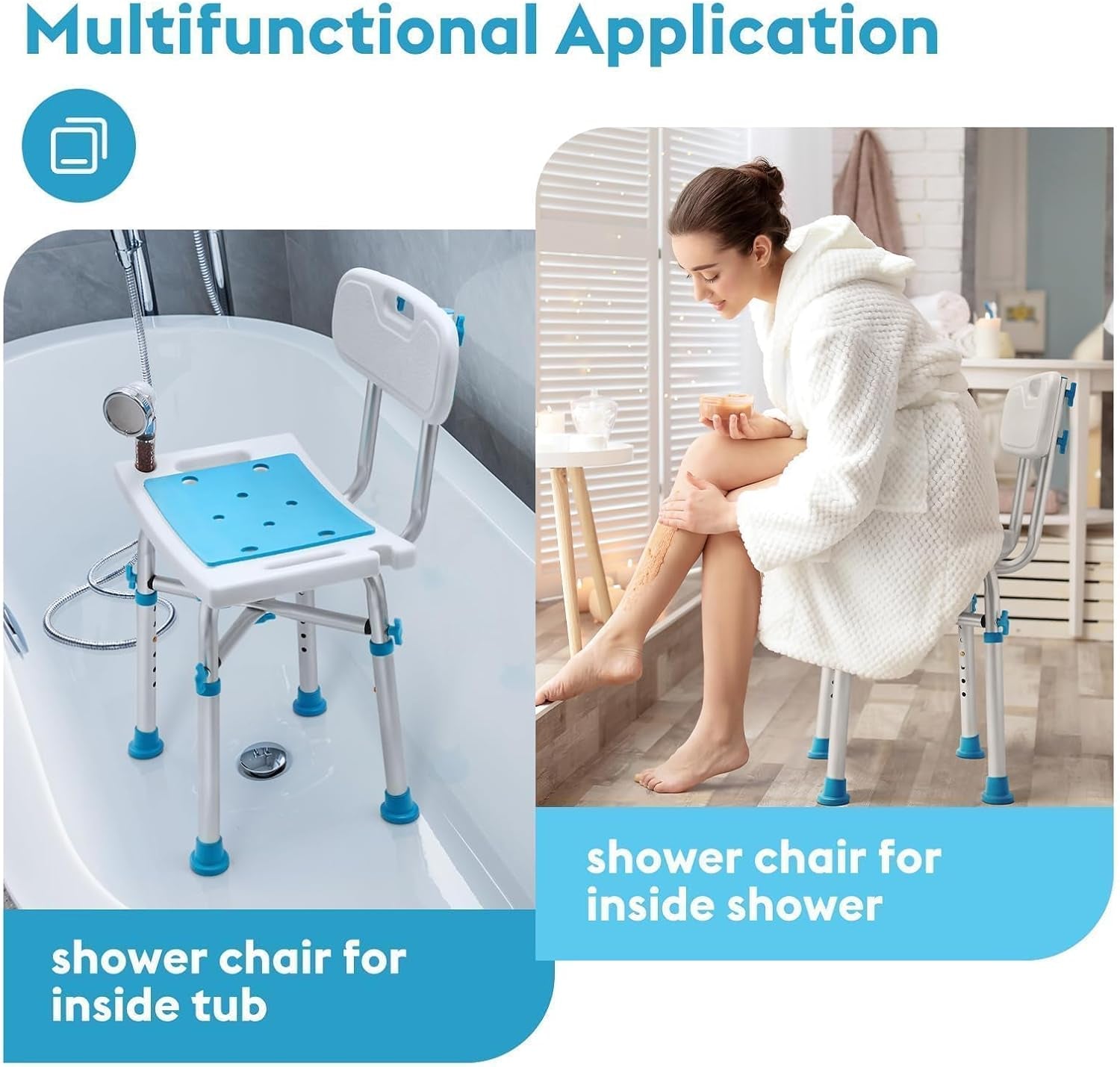 Shower Stool for Narrow Bathtub, Small Bath Chair for inside Shower, Heavy Duty Padded Shower Tub Seat for Bariatric, Seniors, Disabled, Handicap (Reinforced 500LB)