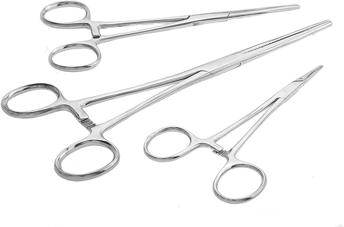 Ultimate Hemostat Set, 6 Piece Ideal for Hobby Tools, Electronics, Fishing and Taxidermy (8", 6.25" and 5")