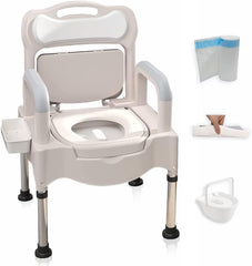 Height Adjustable Bedside Commode Chair - Portable Toilet