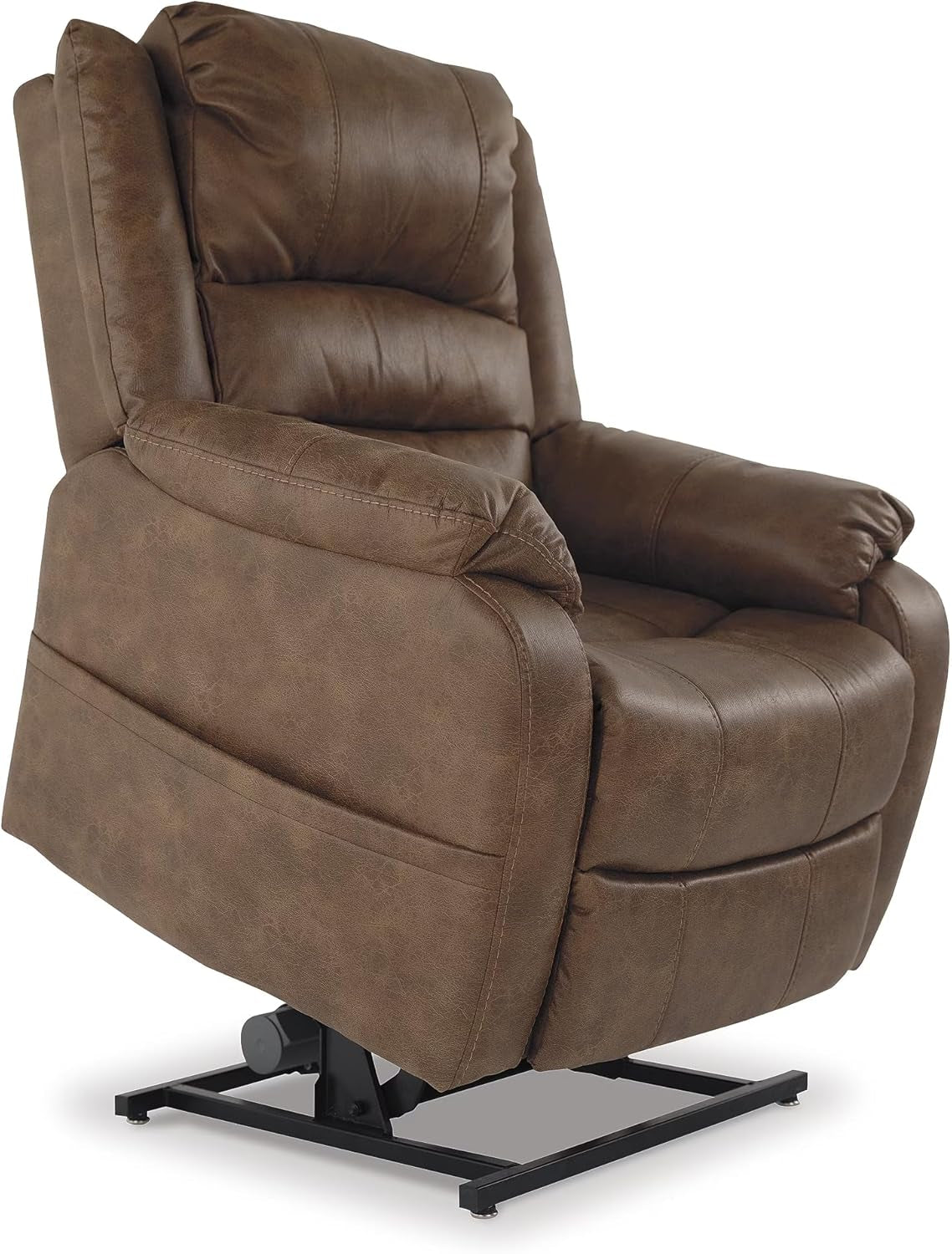 Ashley Yandel Faux Leather Electric Power Lift Recliner for Seniors (Brown)