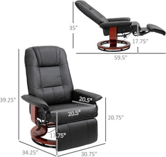 Faux Leather Manual Recliner with Footrest � Black