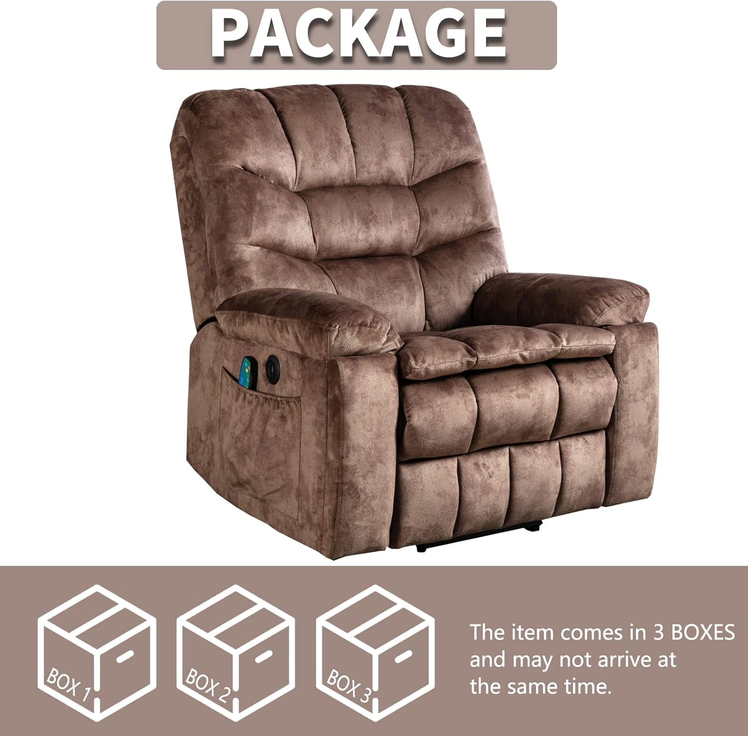 Power Lift Recliner with Massage & Heat for Elderly � Brown