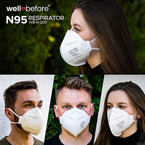 N95 Mask NIOSH Approved - Respirator Face Masks Individually Wrapped N95 Masks - Pack Of 10, White