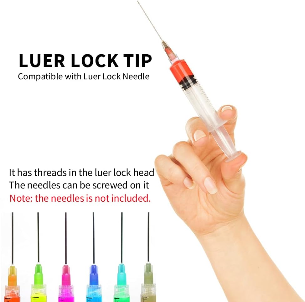3Ml Luer Lock Syringe 20-Pack Plastic 3Ml Syringes with Luer Lock Tip, Individually Sterile Sealed, No Needle (3ML, 20.00)