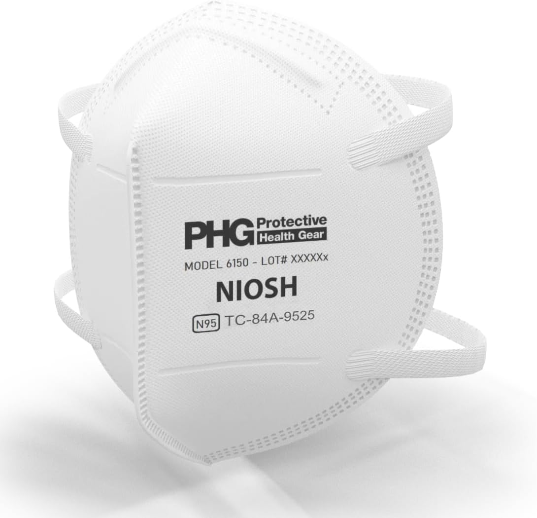 N95 Particulate Filtering Respirators, NIOSH Certified, MADE IN USA, For Medical & Personal Use, Head-Straps, 50 Individually Wrapped Masks