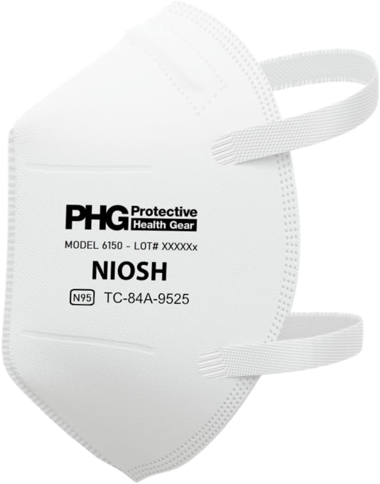 N95 Particulate Filtering Respirators, NIOSH Certified, MADE IN USA, For Medical & Personal Use, Head-Straps, 50 Individually Wrapped Masks