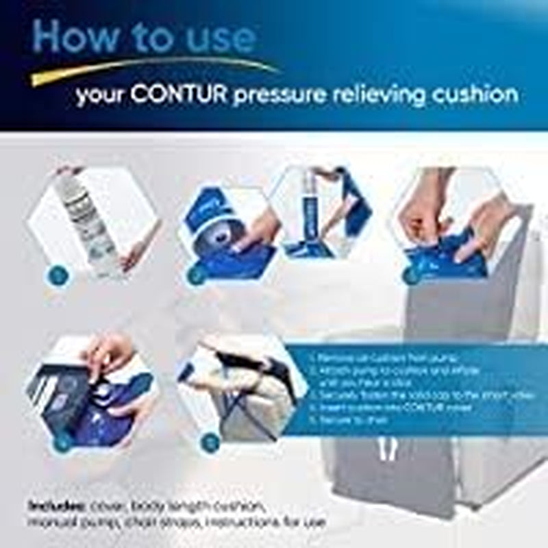 Contur Inflatable Air Cushion for Recliner Chair - Prevention and Relief of Bed Sores, Pressure Ulcers - Manual Pump