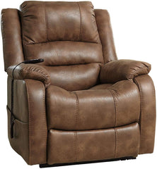 Ashley Yandel Faux Leather Electric Power Lift Recliner for Seniors (Brown)