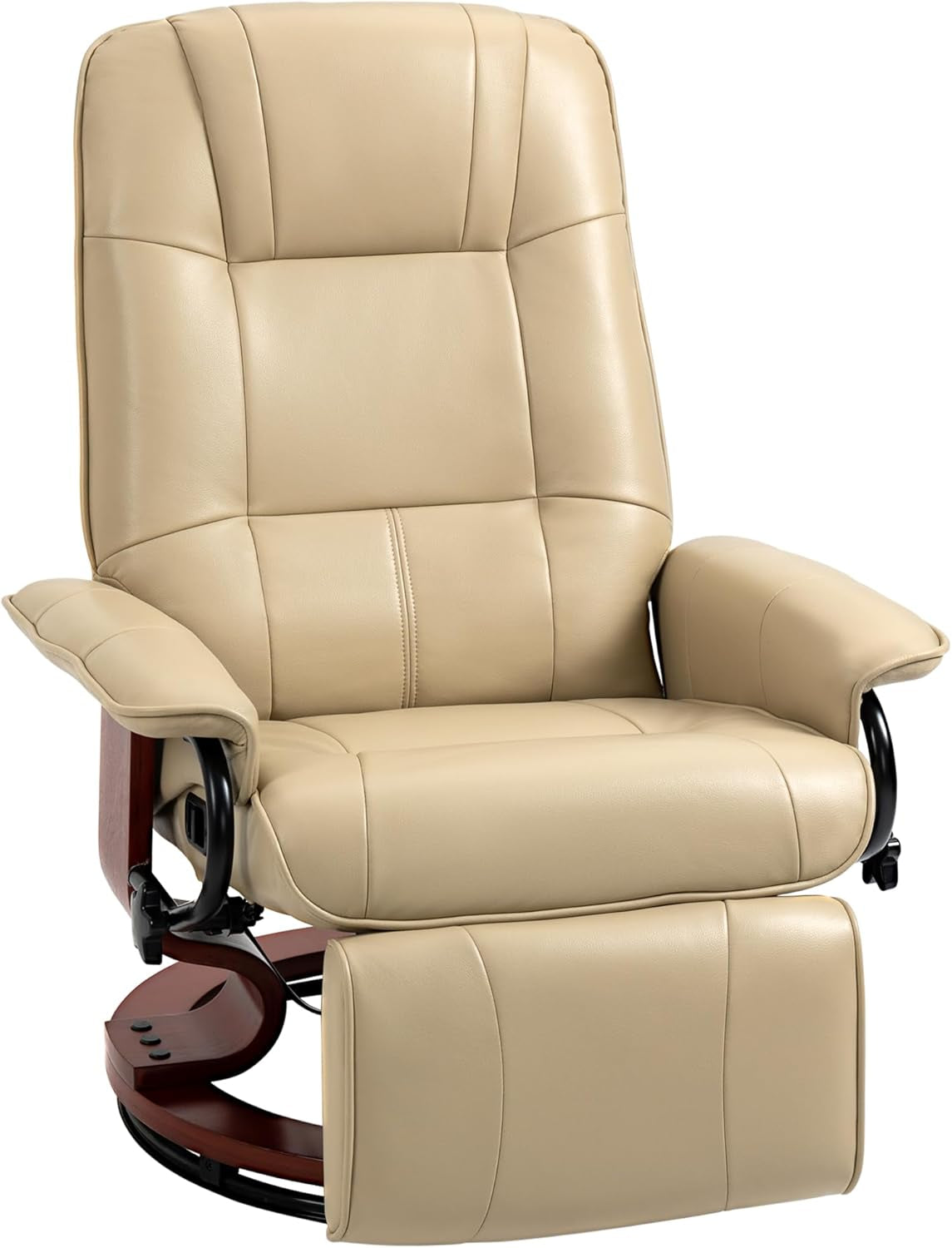 Faux Leather Manual Recliner with Footrest � Black