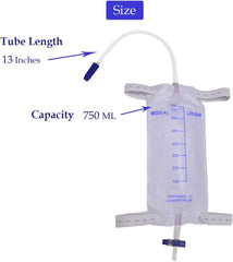 10 Pack Catheter Leg Bags, 750Ml