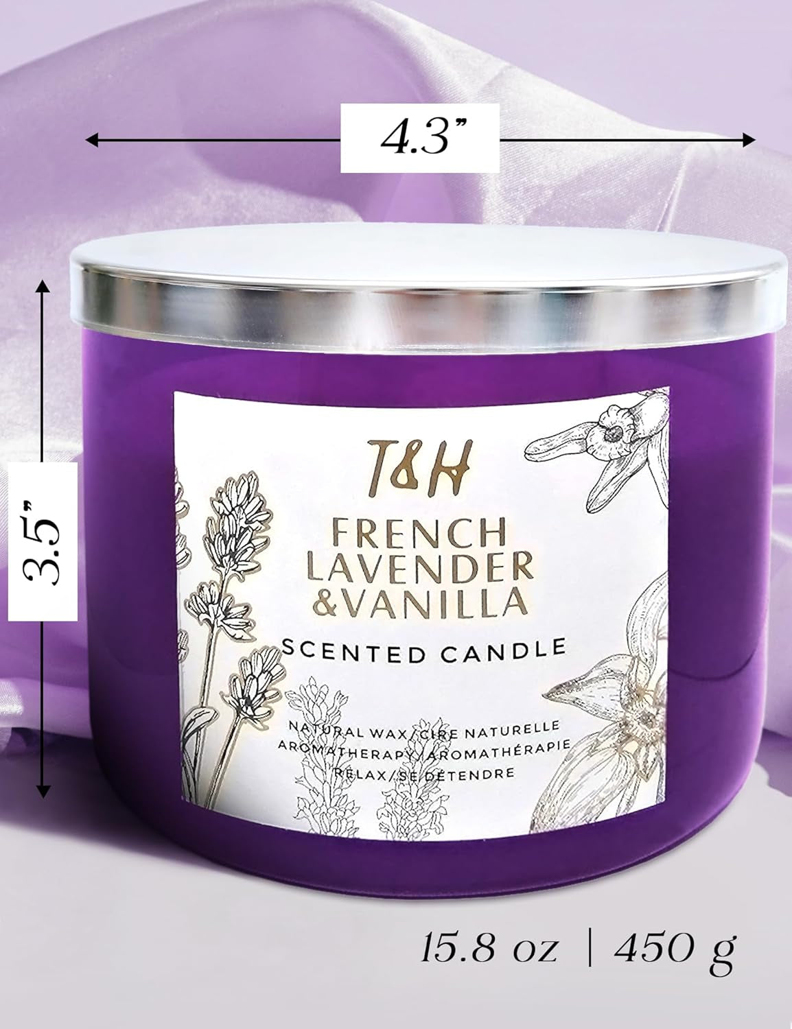 Lavender Vanilla Aromatherapy Candle � 3-Wick, 15.8 Oz