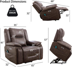 Faux Leather Power Lift Recliner with Massage & Heat for Elderly � Smoke Gray